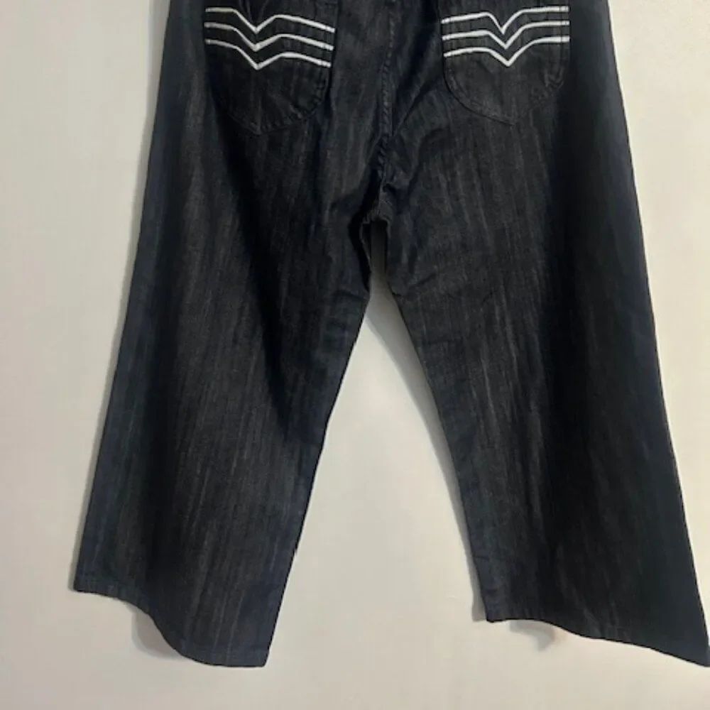 TEX by Max Azria 5 pocket wide-leg dark denim capris, size 31 - Picture 2 of 4